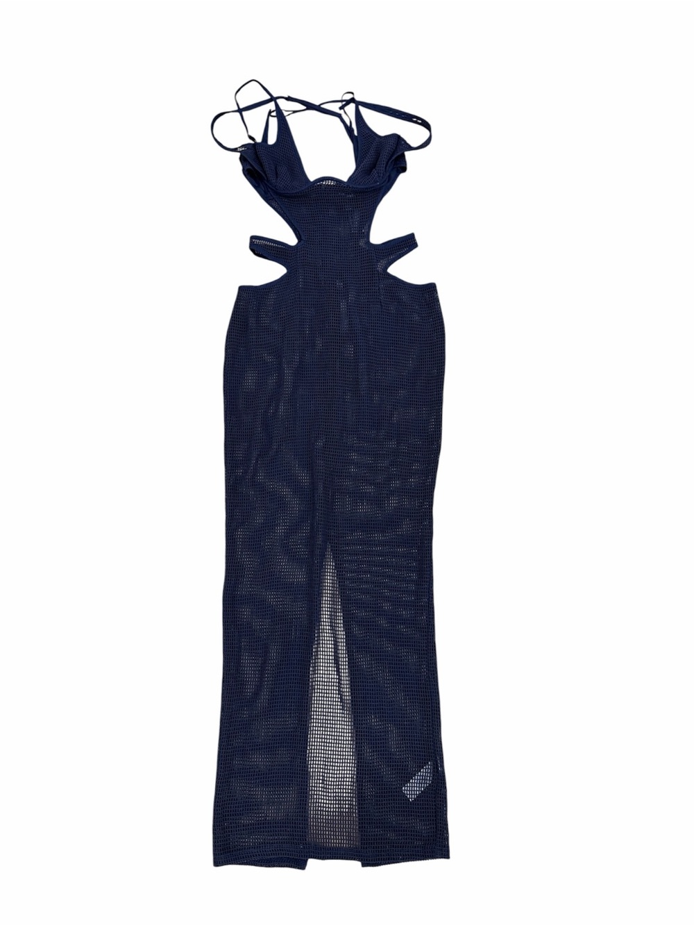 Navy Cutout Maxi Dress with Strappy Bodice